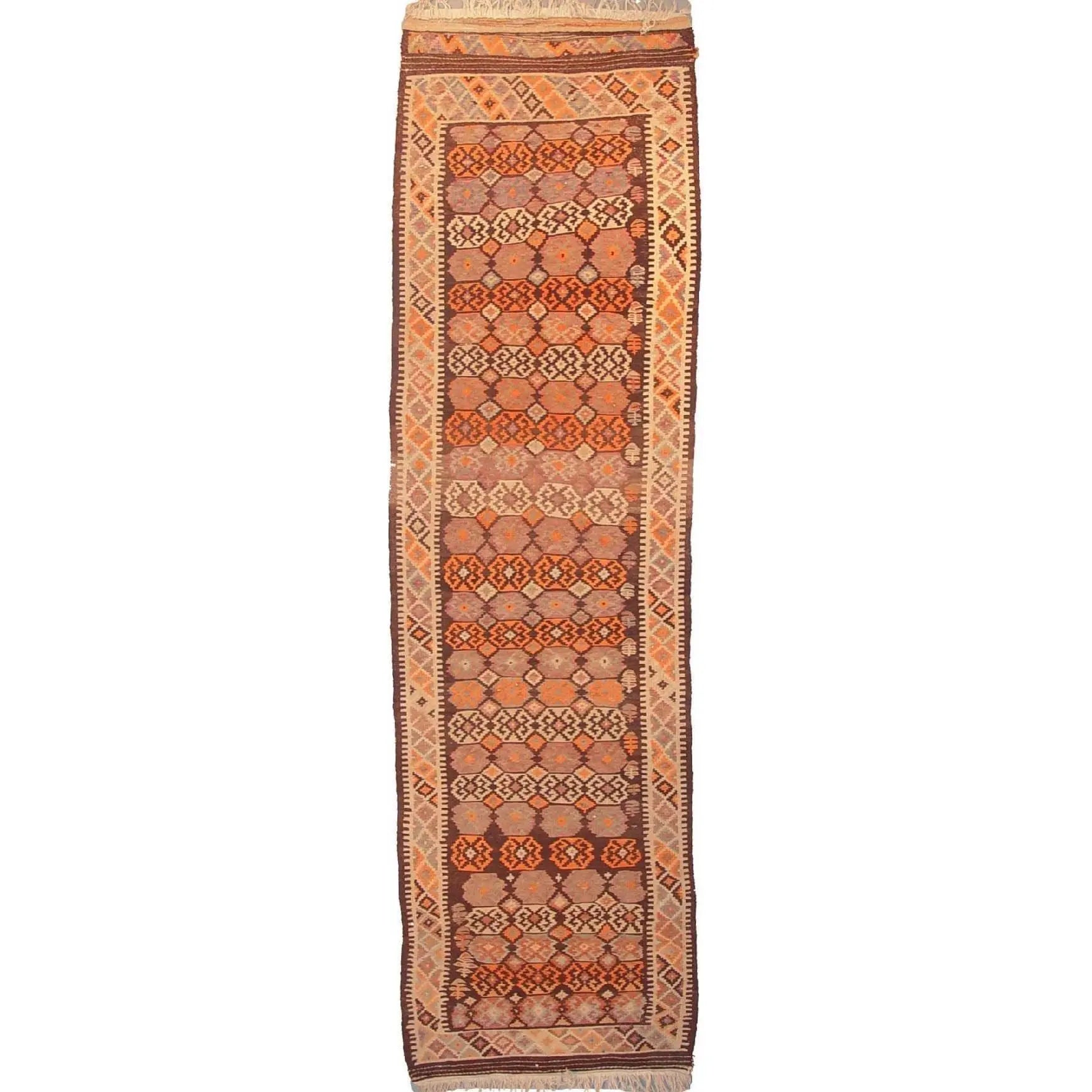 One Of The Kind Gazvin Persian Kilim 14'6" X 3'8"